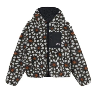 Stussy Pattern Sherpa Reversible Jacket Men’s Size Large Natural Authentic FW22