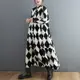 【巴黎精品】洋裝長袖連身裙-黑白格紋撞色傘狀女裙子a1cr3