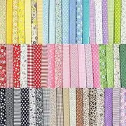 REGODI 56 PCS 25x25cm Floral Cotton Fabric Patchwork Square Bundles Dot Pattern Pre-Cut Quilt Blending Fabric for Sewing and Crafting