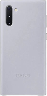 Samsung Galaxy Note10 Case, Leather Back Protective Cover - Silver - New Inbox