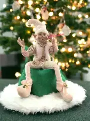 Christmas Posable Pastel Elf limbs are flexible 23” Pink Gold Home Decor