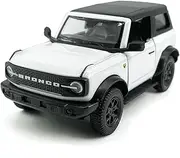 2-Door Bronco Model Car 1/36 Scale Diecast Toy Cars Metal Alloy Children’s Die-cast Vehicles, Pull Back Doors Open, Black Rim, Mens Collection, Kids Toys for Boys Gifts, Cake Topper Home Décor, white