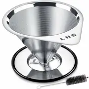 Reusable Stainless Steel Pour Over Coffee Dripper Cone Filter