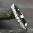 2Ct Round Cut Simulated Opal Women' Eternity Ring 14K White Gold Plated