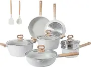 [KOLEX] Nonstick Cookware Set 13-Piece, Healthy Pots and Pans Set, Non-toxic Kitchen Cooking Set with Stay-Cool Handles, Silicone Tools, PFAS and PFOA Free