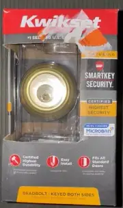 Kwikset Deadbolt with SmartKey Security Satin Gold keyed Both Side NEW