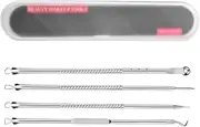 Pimple Remover Tools – Spot Extractor, Zit Popper | Stainless Steel Blemish Tool Set, Blackhead Tweezers Kit for Face Skin Cleansing, Removal Routine Travel Grooming Carry Case