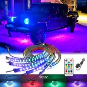 6 RGB Double Row LED Underglow Light Bluetooth Remote Strip For Jeep Gladiator (for: Jeep)
