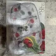 Vintage Mikasa Studio Nova Festive Flower Divided Relish Tray Frosted Glass Rose
