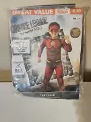 Justice League Flash Halloween Costume Muscle Chest Size Medium (8-10) DC Comics