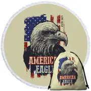 Cool Worn Our American Bald Eagle Round Beach Towel