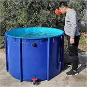 Canvas Fish Pond, Circular PVC Swimming Fish Pond, Folding Thicken Tarpaulin Pool Above Ground, Portable Water Storage Tank for Irrigation(1x1m)