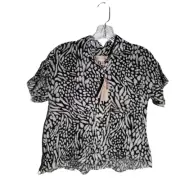 Philosophy Womens Top Black White Tribal Print Button Front Pocket Size XS
