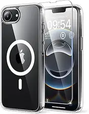 TAURI 3 in 1 for iPhone 16e Case 6.1" with 2-Pack Screen Protector, Compatible with MagSafe, Military-Grade Protection, [Anti-Yellowing] Shockproof Transparent Magnetic Phone Cover - Clear