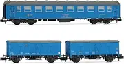 HN4457 RENFE 3 Piece Set Tajo de Vía Type 5000 + 2 x J3 Cars, Blue Paint, Ep. IV-V Vehicles - Passenger Coach