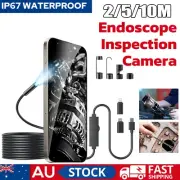 2/5/10m Endoscope Borescope Inspection IP67 HD 8mm Snake Camera For IOS Android