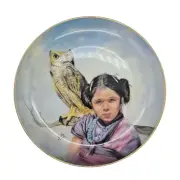 1990 Girl owl Loyal Guardian Porcelain Plate Home Decor Perillo 8" NIB