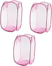 Pcs Pop-up Laundry Hamper for College Mesh Laundry Basket Handles Side Pocket Easy Foldable Breathable Pink