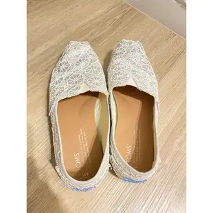 TOMS 女鞋 二手 白色 花 蕾絲款