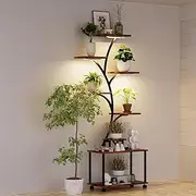 pteteies Plant Stand Indoor with Grow Lights, 63 Inches Tall Plant Shelf 8 Tiered Metal Plant Stand, Large Plant Rack Display Shelves, Corner Plant Holder for Living Room, Patio