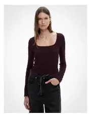[Witchery] Textured Long Sleeve Top in Plum
