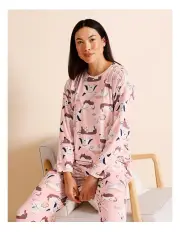 [Soho] Everyday PVE Long Sleeve Top in Cats & Dogs Print