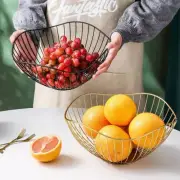 Vegetable Metal Bowl Wire Basket Desktop Fruit Kitchen Storage Dining Holders