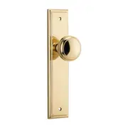 Iver Paddington Door Knob on Stepped Backplate Polished Brass