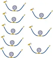 Gatuida 8 Pcs Sturdy Air Conditioning Filling Hose Integrated Gauge 1/4 Fitting for Car Ac Service
