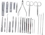DRESSOOS Fashionable Manicure Tools Kit 26pcs Portable Nail Care Set Women's Grooming Tools Men's Nail Clipper Kit