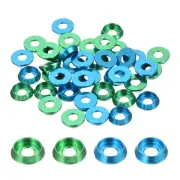 M3 Cone Cup Countersunk Washers, Aluminum for Screw RC,40PCS(Green/Sky Blue)
