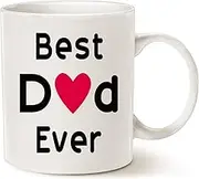 Fathers Day Christmas Best Dad Coffee Mug Gifts, Best Dad Ever Unique Christmas or Birthday Gifts Idea for Dad Father Papa Daddy Porcelain Cup White, 11 Oz