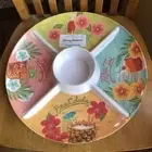 TOMMY BAHAMA Tropical Drink Tiki Sectioned 16” Serving Platter Chip Dip Tray NWT