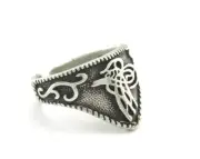 Signet Ring Adjustable Antique Silver Plated Brass (21mm 11US inner size) 2805