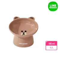 在飛比找momo購物網優惠-【LINE FRIENDS】熊大莎莉貓狗寵物陶瓷碗 寵物餵食