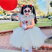 Clown Pennywise Halloween Dress Cosplay Costume Tutu It Carnival Costume Cosplay Scary Costume Kid's Girls' Carnival Masquerade Mardi Gras Performance Party Ea