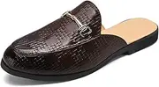 [Jakcuz] Men Mule Clogs Non-Slip Backless Loafers Casual Leather Slippers for Men