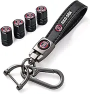 for Boston Red Sox Baseball Fans Car Keychain with Tire Valve Caps, Car Keyring and Valve Stem Caps Compatible with Key Fob Holder, Delicate Gifts for Men Women, Red Sox
