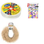 Bead and Jewelry Making 300 Pastel Pom-Poms, 9' Lion Mane Stems, 25m Bead Cord