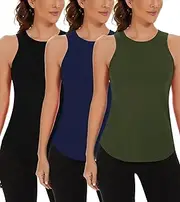 [TAIPOVE] Womens Workout Tank Tops Pima Cotton High Neck Muscle Shirt Mesh Back Running Yoga Gym Tops Multipack