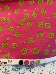 NEW 1 YD Joann's OOP Cotton Fabric Hot Pink Fuchsia Gold Green Chartreuse 44"W