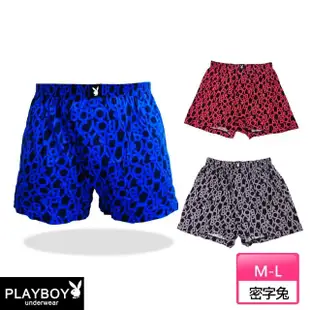 【PLAYBOY】3件組 專櫃款兔頭印花精梳棉舒適四角褲-速(有開襠/四角內褲/男內褲)