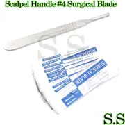 10 STERILE SURGICAL BLADES #20 #23 WITH FREE SCALPEL KNIFE HANDLE #4
