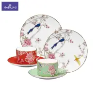 在飛比找momo購物網優惠-【NARUMI 鳴海骨瓷】女王花園骨瓷雙人茶杯點心盤組