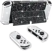 CUZKC Protective Case for Nintendo Switch OLED, Glitter Dockable Case PC Cover Case with Flip Shell Compatible with Switch OLED Console, Clear