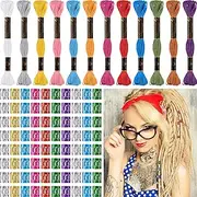 162 Pieces Hair Accessory String Includes 12 Pieces Hair Braiding String Colorful String For Hair and 150 Pieces Metal Hair Cuffs