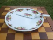 Royal Albert Old Country Roses Porcelain Cake Plate with Server New in Box