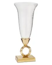 Alice Pazkus Hammered Glass Vase With Gold Brass Loop Stem