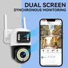 UK Plug 100-240V 2MP+2MP Wireless Monitor Camera Dual Lens Wall Mount Smart Hot