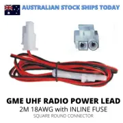 GME DC Power Lead Cable Square/Round Connector 12V DC CB UHF Radio 2M